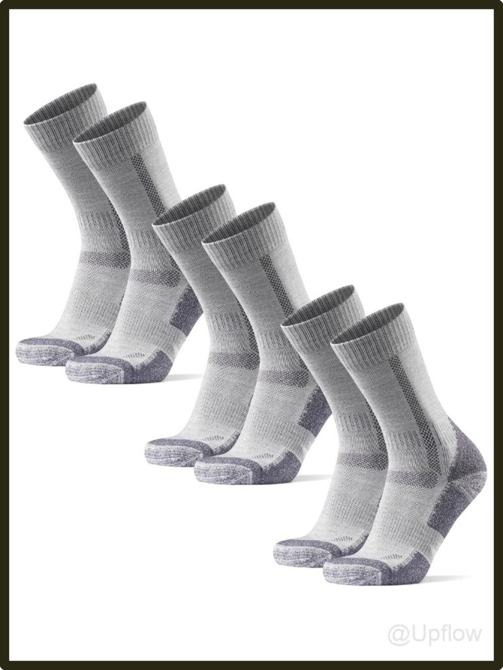 Merino Wool Hiking Socks Crew Thermal Heavy Cushioning Boot Anti-Blister Gray